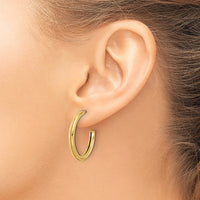 Load image into Gallery viewer, 14K Polished and Textured Round J-Hoop Earrings
