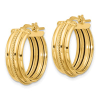 Load image into Gallery viewer, 14K Polished and Textured Round Hoop Earrings
