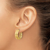 Load image into Gallery viewer, 14K Polished and Textured Round Hoop Earrings
