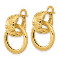 Load image into Gallery viewer, 14K Polished and D/C Circle Dangle Omega Back Earrings
