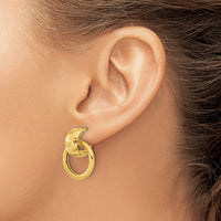 Load image into Gallery viewer, 14K Polished and D/C Circle Dangle Omega Back Earrings
