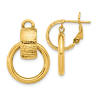 Load image into Gallery viewer, 14K Polished and D/C Circle Dangle Omega Back Earrings
