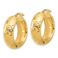 Load image into Gallery viewer, 14k Polished and D/C Half Round Circle Hoop Earrings
