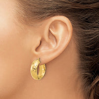 Load image into Gallery viewer, 14k Polished and D/C Half Round Circle Hoop Earrings
