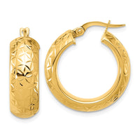 Load image into Gallery viewer, 14k Polished and D/C Half Round Circle Hoop Earrings
