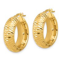 Load image into Gallery viewer, 14k Polished and D/C Half Round Circle Hoop Earrings
