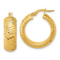 Load image into Gallery viewer, 14k Polished and D/C Half Round Circle Hoop Earrings
