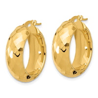 Load image into Gallery viewer, 14k Polished and D/C Half Round Circle Hoop Earrings
