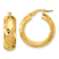 Load image into Gallery viewer, 14k Polished and D/C Half Round Circle Hoop Earrings
