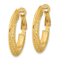 Load image into Gallery viewer, 14k Polished and D/C Knife Edge Omega Back Hoop Earrings
