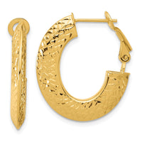 Load image into Gallery viewer, 14k Polished and D/C Knife Edge Omega Back Hoop Earrings
