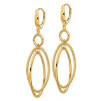 Load image into Gallery viewer, 14k Polished and Textured Oval Dangle Leverback Earrings

