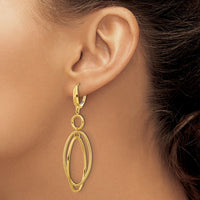 Load image into Gallery viewer, 14k Polished and Textured Oval Dangle Leverback Earrings
