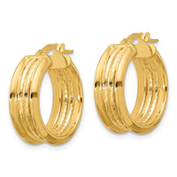 Load image into Gallery viewer, 14k Polished and Textured Hoop Earrings

