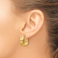Load image into Gallery viewer, 14k Polished and Textured Hoop Earrings
