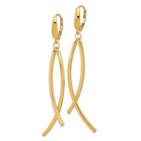 Load image into Gallery viewer, 14k Polished and Textured Tube Dangle Leverback Earrings
