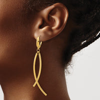 Load image into Gallery viewer, 14k Polished and Textured Tube Dangle Leverback Earrings

