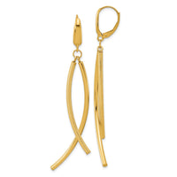 Load image into Gallery viewer, 14k Polished and Textured Tube Dangle Leverback Earrings
