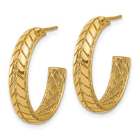 Load image into Gallery viewer, 14K Polished Design J-Hoop Patterned Earrings
