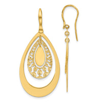 Load image into Gallery viewer, 14K Polished and Diamond-cut Teardrop Dangle Earrings
