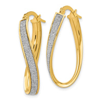 Load image into Gallery viewer, 14K Polished Glimmer Infused Oval Twist Hoop Earrings

