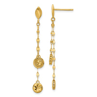 Load image into Gallery viewer, 14K Polished and Diamond-cut Disc Dangle Post Earrings
