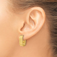 Load image into Gallery viewer, 14K Polished / Grooved Hinged Huggie Hoop Earrings

