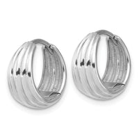 Load image into Gallery viewer, 14K WG Polished/Grooved Round Huggie Hoop Earrings
