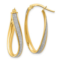 Load image into Gallery viewer, 14K Polished Glimmer Infused Oval Twist Hoop Earrings
