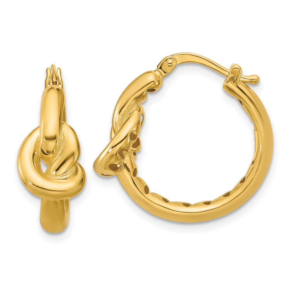 14K Polished Hollow Knot Round Hoop Earrings