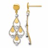 14K TT Polished / Dia-cut Chandelier Dangle Post Earrings