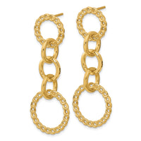 Load image into Gallery viewer, 14K Polished Fancy Circle Link Dangle Post Earrings
