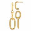 14K Polished Oval Link Dangle Post Earrings