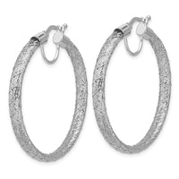 Load image into Gallery viewer, 14K w/White RH-Plating Polished Mesh Round Hoop Earrings
