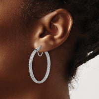 Load image into Gallery viewer, 14K w/White RH-Plating Polished Mesh Round Hoop Earrings

