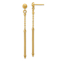 Load image into Gallery viewer, 14K Polish/Texture/Dia-cut Bead w/Bar Dangle Post Earrings
