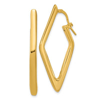 Load image into Gallery viewer, 14K Polished Hollow Diamond Shape Hoop Earrings
