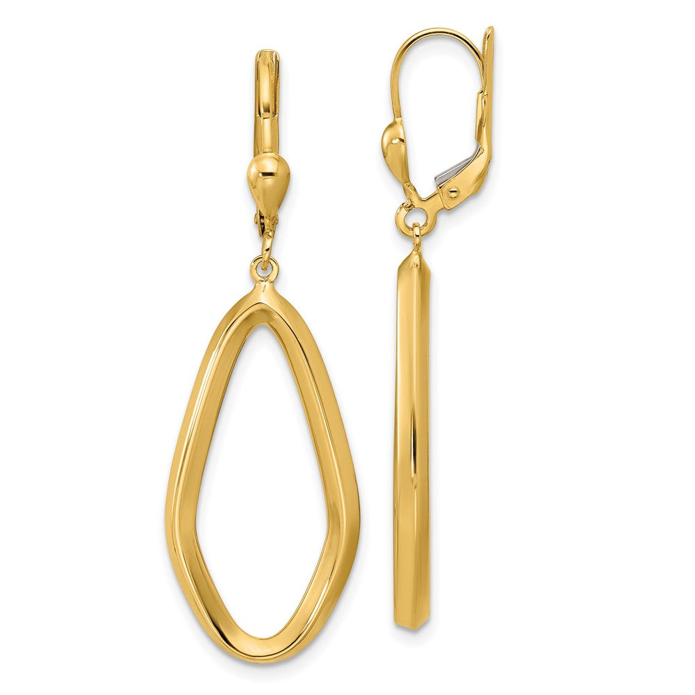 14K Polished Dangle Leverback Earrings