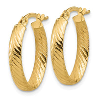 Load image into Gallery viewer, 14K Polished and Grooved Oval Hoop Earrings
