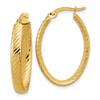 14K Polished and Grooved Oval Hoop Earrings