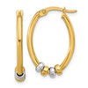 14K Two-tone Polished with Beads Oval Hoop Earrings