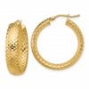 14K Polished Weave Design Round Hoop Earrings