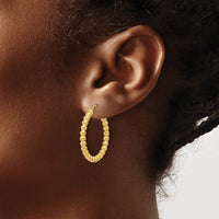 Load image into Gallery viewer, 14K Polished Beaded Round Hoop Earrings
