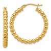 14K Polished Beaded Round Hoop Earrings