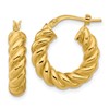 14K Polished and Twisted Round Hoop Earrings