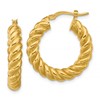14K Polished and Twisted Round Hoop Earrings