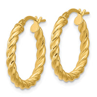 Load image into Gallery viewer, 14K Polished and Twisted Round Hoop Earrings
