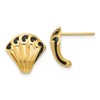 14K w/Black Enamel Polished Fancy Post Earrings