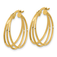 Load image into Gallery viewer, 14K Polished 3-row Round Hoop Earrings

