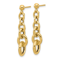 Load image into Gallery viewer, 14K Polished Fancy Circle Link Dangle Post Earrings
